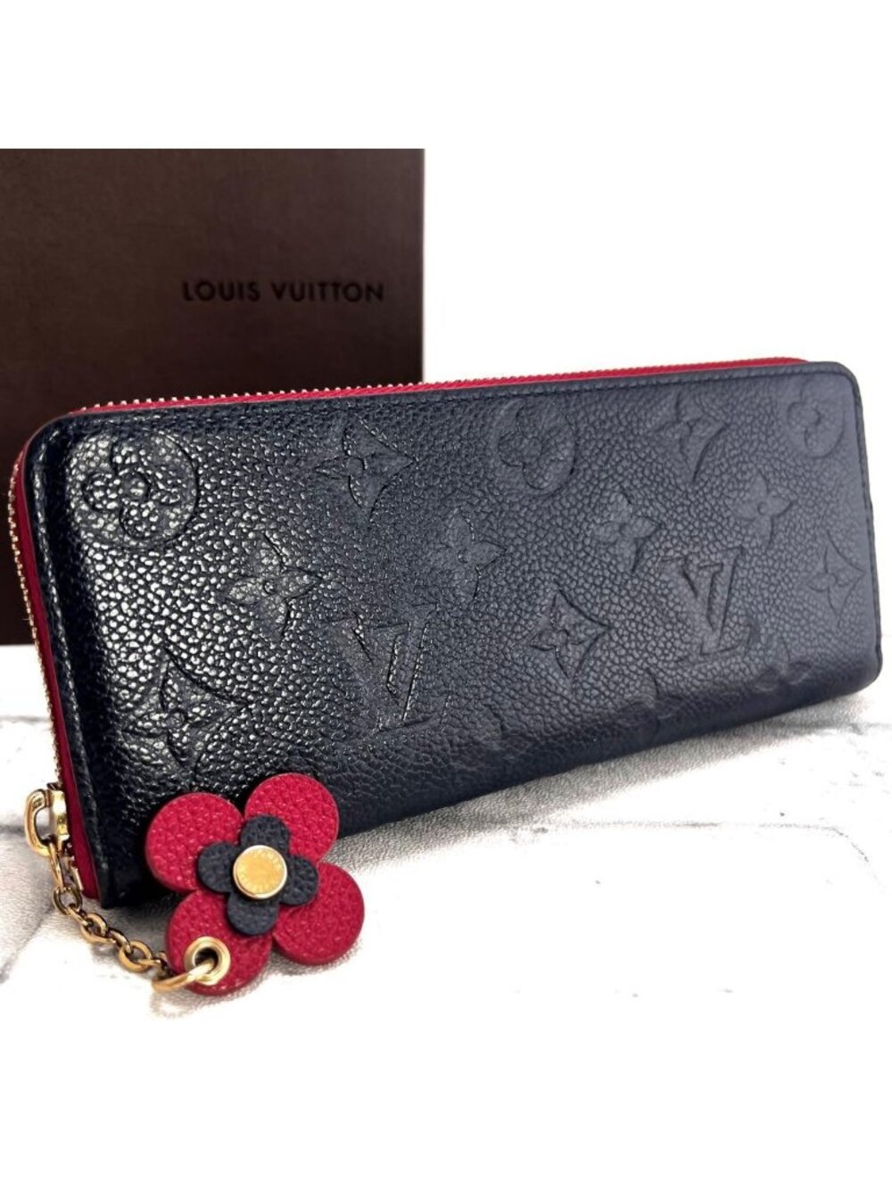 Louis Vuitton Empreinte Monogram Portefeuille Clemence Flower Charm Wallet